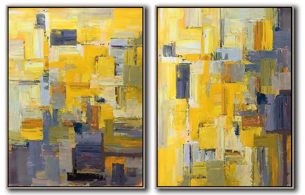 Hand-painted Set of 2 Contemporary Art on canvas - Modern Pop Art Large